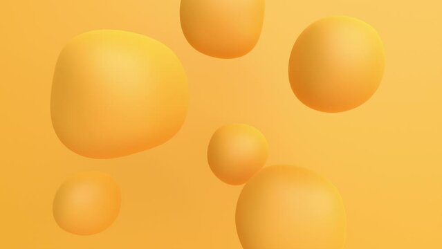 Abstract 3d render, animation of yellow bubbles, 4k seamless looped video