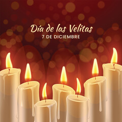 vector realistic illustration for dia de las velitas celebration with candles