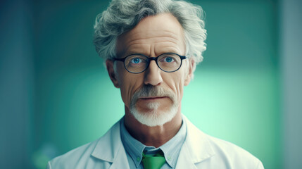 Headshot of a scientist with glasses and an intellectual demeanor,  exuding curiosity and intellect