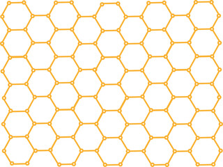 Hexagones en forme de nid d'abeille de couleur or, reliés l'un à l'autre par un rond de même couleur	 - obrazy, fototapety, plakaty