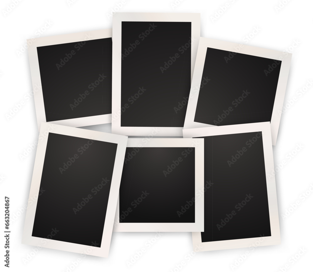 Poster set of photo frame mockups. photo album template. empty image for memory. blank realistic postcard. 