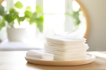 Fototapeta na wymiar organic cotton pads in a bright, airy setting