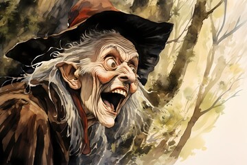 halloween witch in the forest