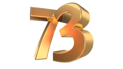 Obraz premium Gold glossy 3d number 73