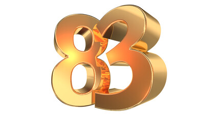 Gold glossy 3d number 83
