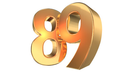 Gold glossy 3d number 89