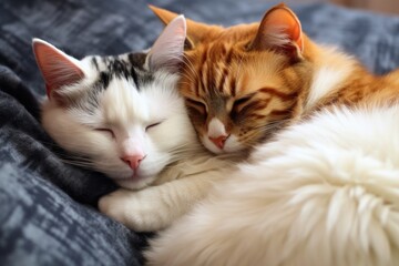 two cats curled up together