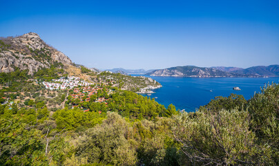 Fototapeta na wymiar Beautiful Bay view near Turunc Village of Marmaris Town of Turkey
