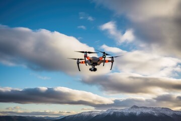 Fototapeta na wymiar a drone scanning over a cloud-filled sky