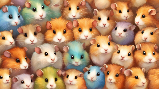 A bunch of cute little hamsters.