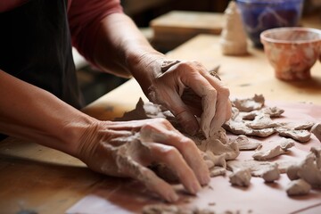 Obraz na płótnie Canvas hands molding clay into a distinguishable shape