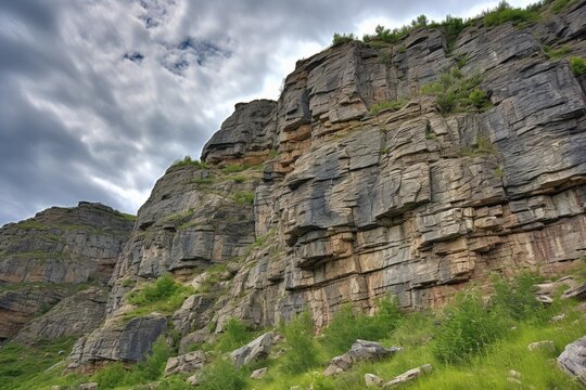 detailed hdr image of a rocky mountain cliff