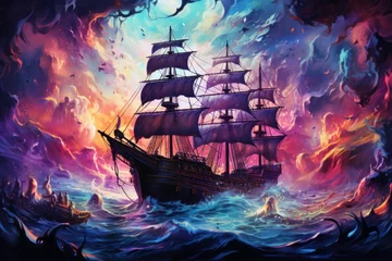 Foto op Canvas Daring pirate captains sailing enchanted seas - Generative AI © Sidewaypics