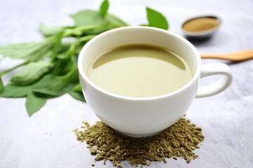 organic green tea next to instant coffee
