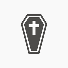 Obraz premium Rip grave icon vector isolated. coffin, tombstone, funeral, graveyard, grave, gravestone, cross symbol