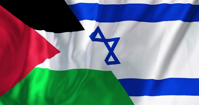 Animation of flags of israel and palestine waving