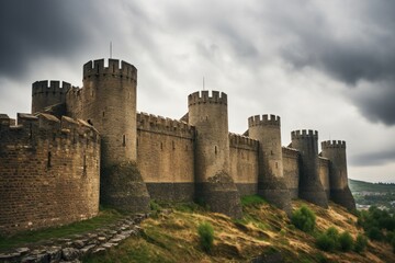 Fototapeta na wymiar medieval stone castle on a cloudy day