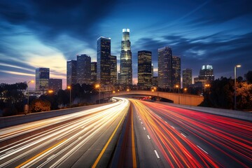 Animated Abstract City Blur. Moving cars with blurred lights through the city at night. Generative...