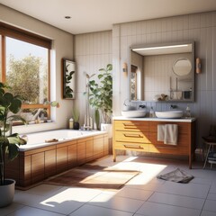 Bathroom interior design in Mid-Century Modern style