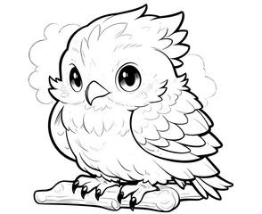 Obraz premium Black and white illustration for coloring birds.