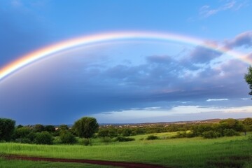 Obraz premium rainbow arc in the sky after rainfall