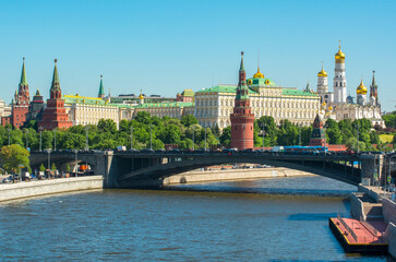 Moscow cityscape with Kremlin towers and churches, Russia