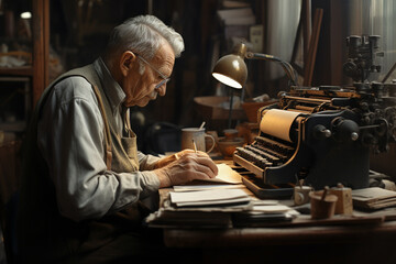  man tirelessly worked on his novel, typing away at his computer.