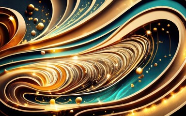 Luxury abstract gold curve background with glitter light effect decoration with Generative AI.