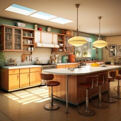 Kitchen interior design in Mid-Century Modern style