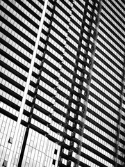 Black and white image of modern architecture
