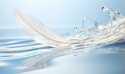 Ethereal Feather Floating on Crystal Clear Waters. 