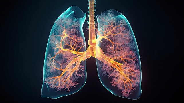A male lung cancer biopsy respiratory system in x-ray.