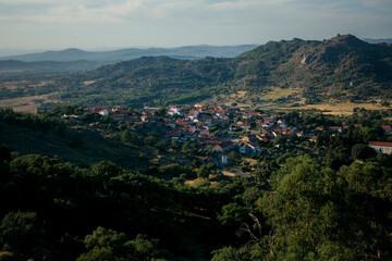 A panorama of a medieval village in Monsanto, Portugal.