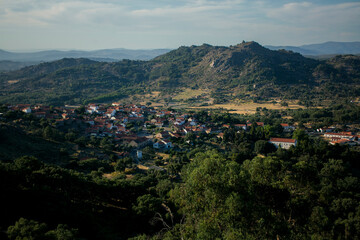 Fototapeta na wymiar Panorama of a medieval village among boulders, Monsanto, Portugal.