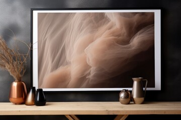a dusty canvas beside a glossy printed poster