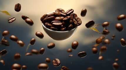 Coffee beans on dark background. Generative AI