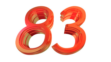 Clean red glossy 3d number 83