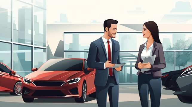 businessman talking about car.  Animated Ai. 