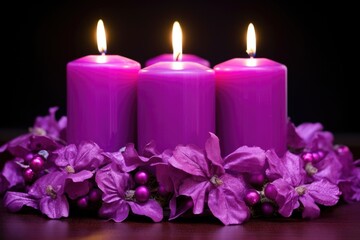 Obraz na płótnie Canvas advent wreath with four purple candles