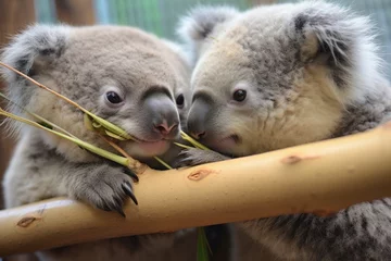 Foto auf Alu-Dibond two koalas sharing a eucalyptus branch © Alfazet Chronicles