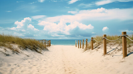 Sand path beach blue sky