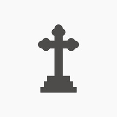 Rip grave icon vector isolated. coffin, tombstone, funeral, graveyard, grave, gravestone, cross symbol