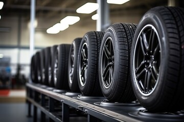 Checking the condition of new tires available in stock