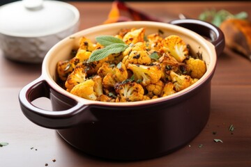 roasted cauliflower bites served in a ceramic bowl