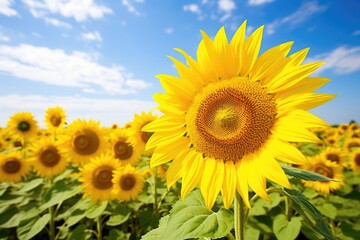 sunflowers in full bloom in a field