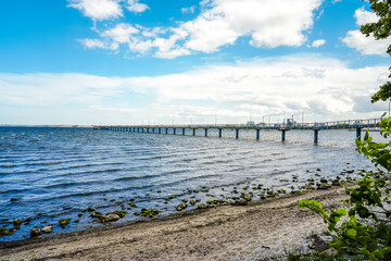 Landscape at Wendorf Beach near Wismar. View of the Baltic Sea and the Bad Wendorf pier.