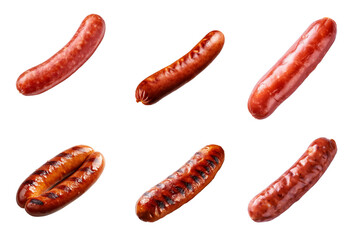 Sausage collection isolated on a transparent background
