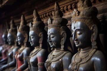 stone carved hindu gods in a temple