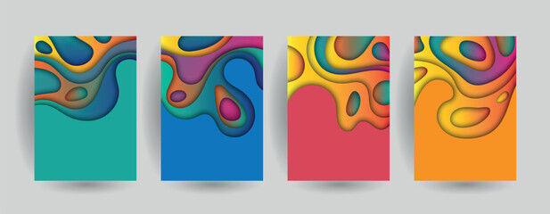 A4 abstract 3D graphics set for paper colors, Vector design layout for banner presentations, flyers, posters and invitations 