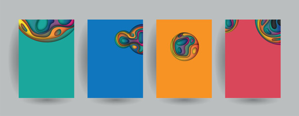 A4 abstract 3D graphics set for paper colors, Vector design layout for banner presentations, flyers, posters and invitations 
